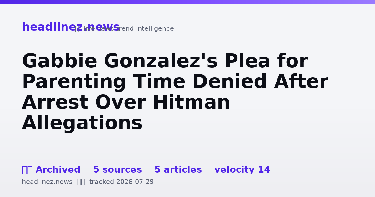 Visual summary for Gabbie Gonzalez's Plea for Parenting Time Denied After Arrest Over Hitman Allegations