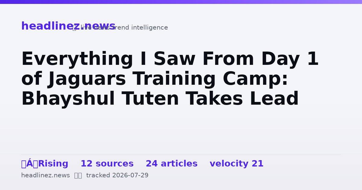 Visual summary for Everything I Saw From Day 1 of Jaguars Training Camp: Bhayshul Tuten Takes Lead