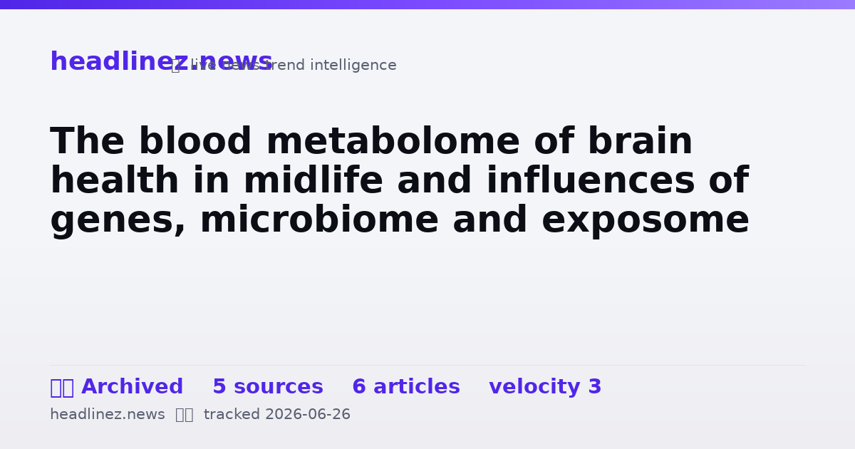 Visual summary for The blood metabolome of brain health in midlife and influences of genes, microbiome and exposome