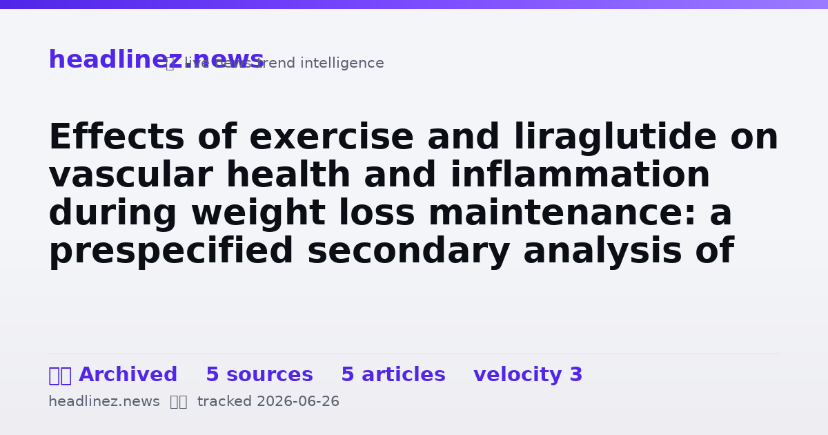 Visual summary for Effects of exercise and liraglutide on vascular health and inflammation during weight loss maintenance: a prespecified secondary analysis of the S-LiTE trial