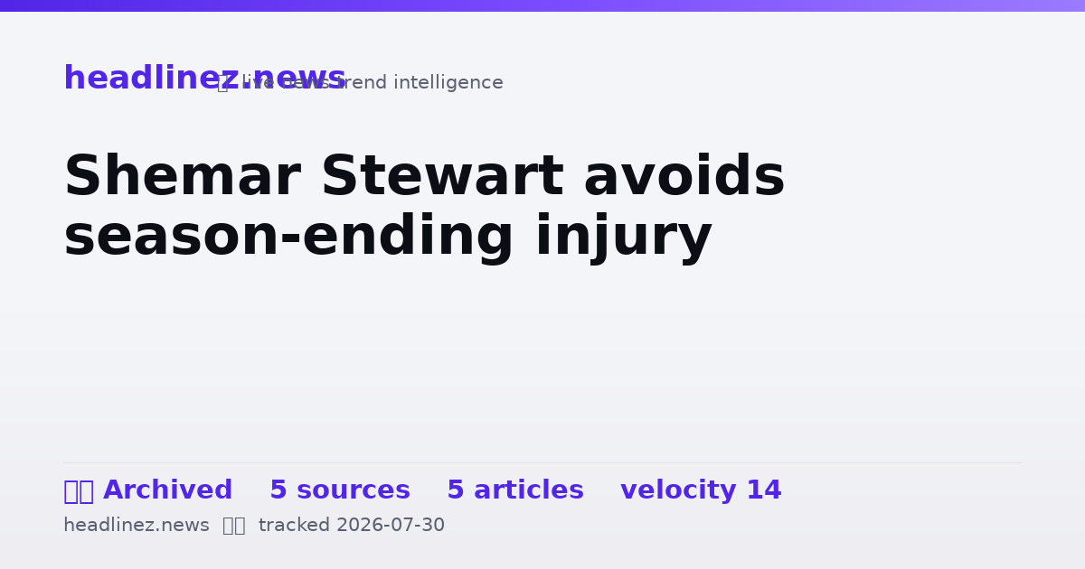 Visual summary for Shemar Stewart avoids season-ending injury