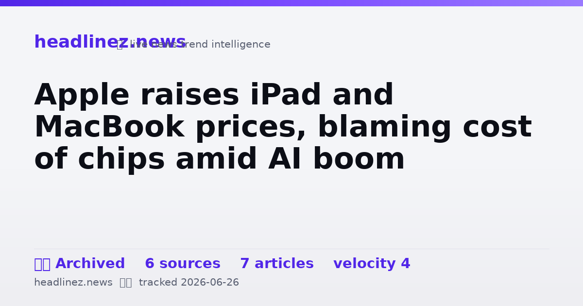 Visual summary for Apple raises iPad and MacBook prices, blaming cost of chips amid AI boom