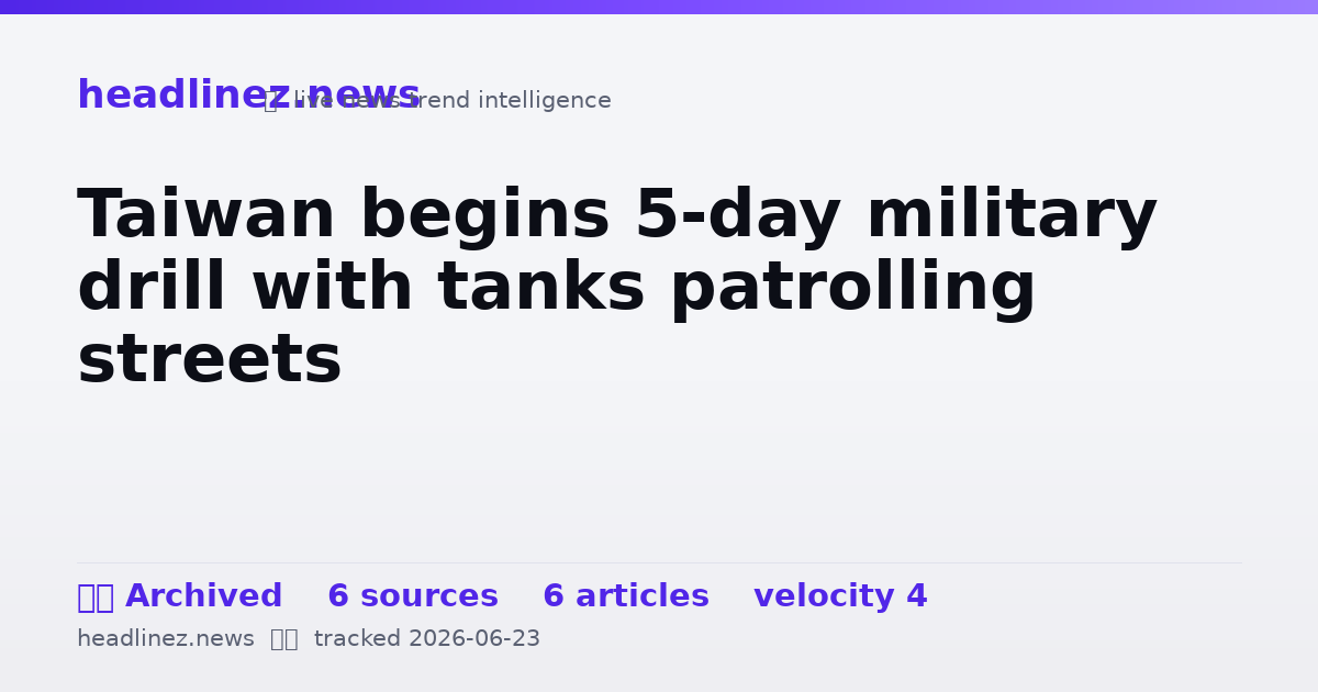 Visual summary for Taiwan begins 5-day military drill with tanks patrolling streets