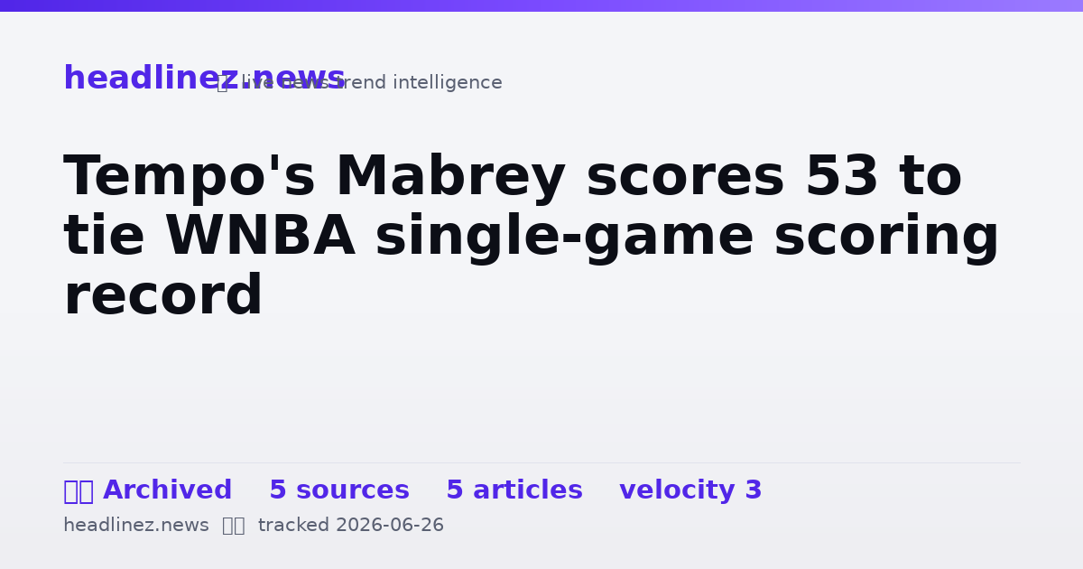 Visual summary for Tempo's Mabrey scores 53 to tie WNBA single-game scoring record