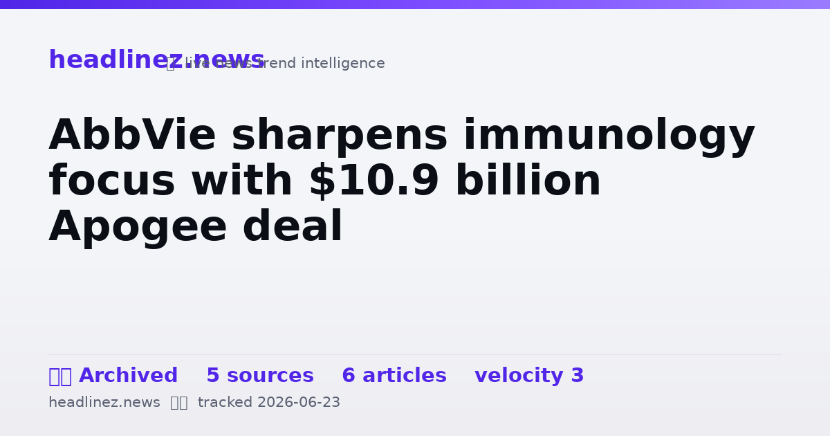 Visual summary for AbbVie sharpens immunology focus with $10.9 billion Apogee deal
