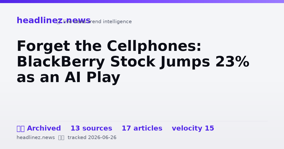 Visual summary for Forget the Cellphones: BlackBerry Stock Jumps 23% as an AI Play