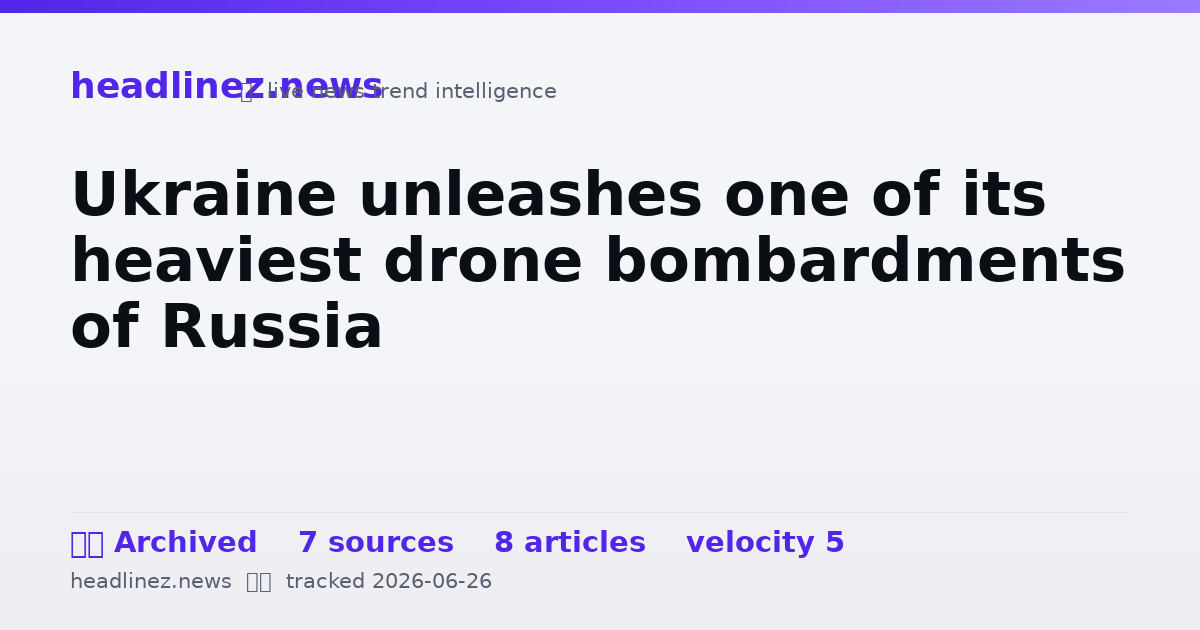 Visual summary for Ukraine unleashes one of its heaviest drone bombardments of Russia
