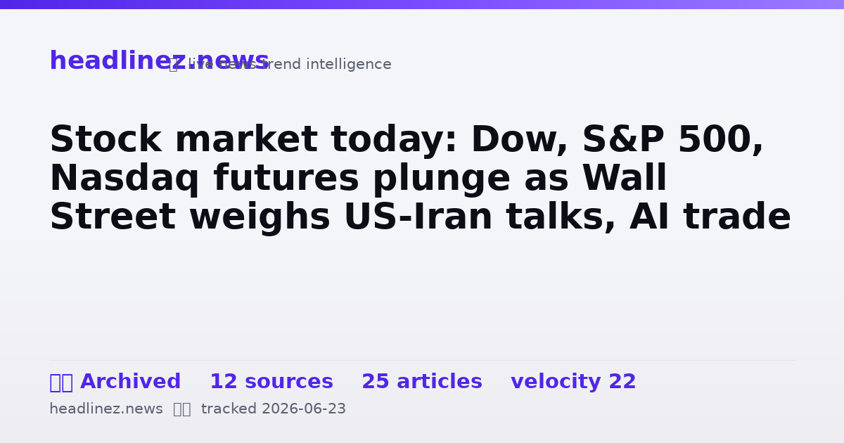 Visual summary for Stock market today: Dow, S&P 500, Nasdaq futures plunge as Wall Street weighs US-Iran talks, AI trade