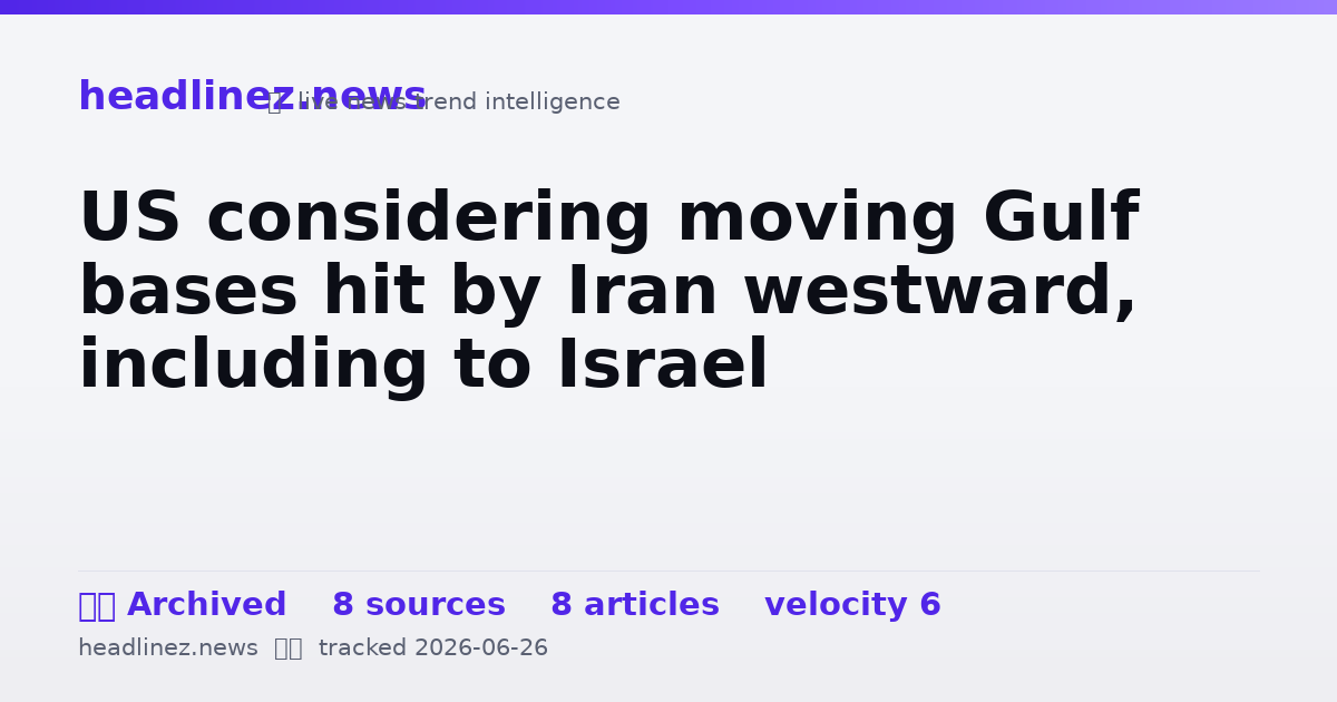 Visual summary for US considering moving Gulf bases hit by Iran westward, including to Israel