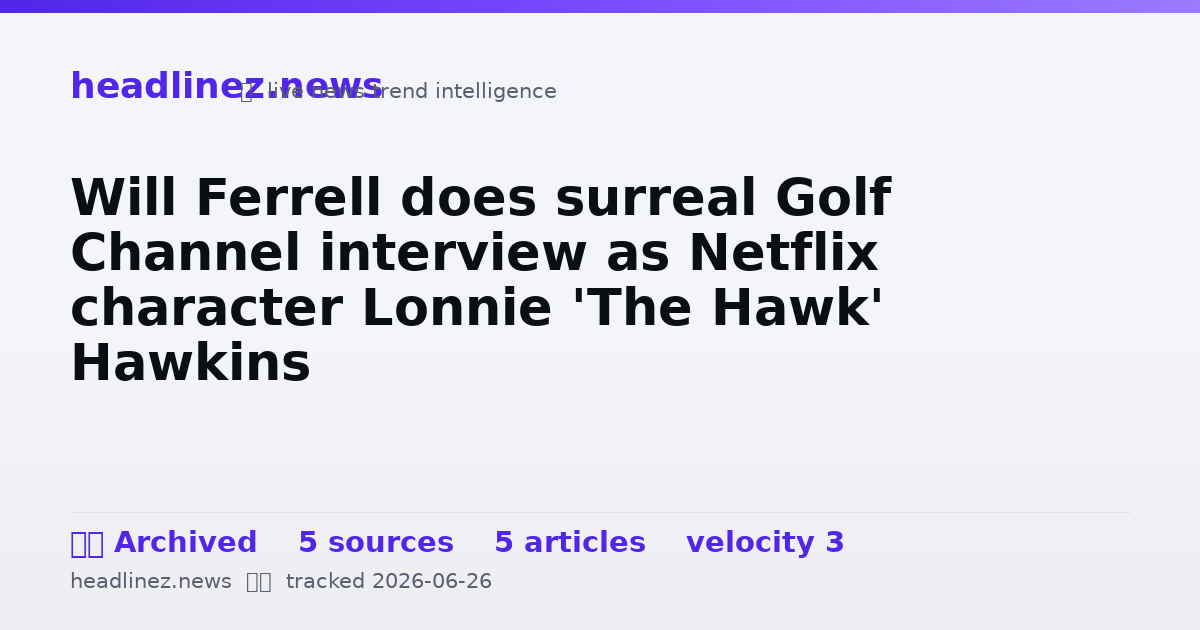 Visual summary for Will Ferrell does surreal Golf Channel interview as Netflix character Lonnie 'The Hawk' Hawkins