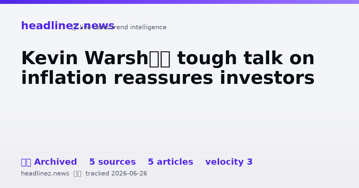 Visual summary for Kevin Warsh’s tough talk on inflation reassures investors