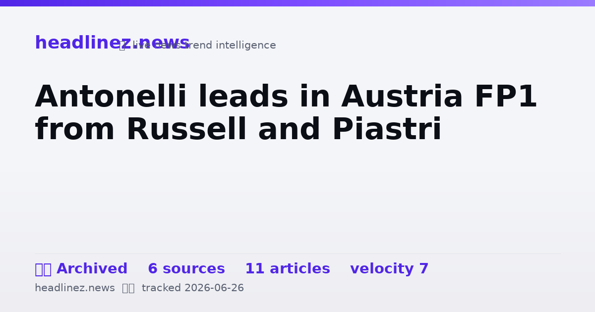 Visual summary for Antonelli leads in Austria FP1 from Russell and Piastri
