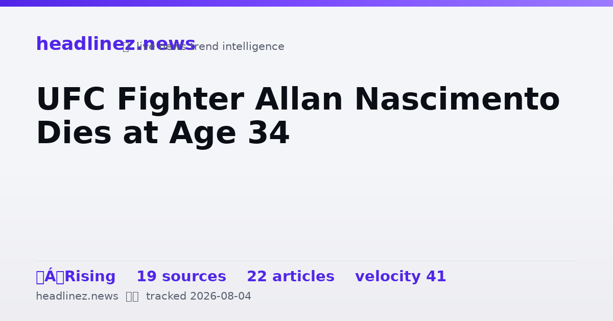 Visual summary for UFC Fighter Allan Nascimento Dies at Age 34