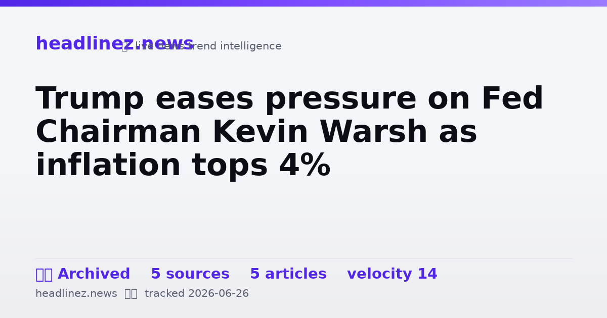 Visual summary for Trump eases pressure on Fed Chairman Kevin Warsh as inflation tops 4%