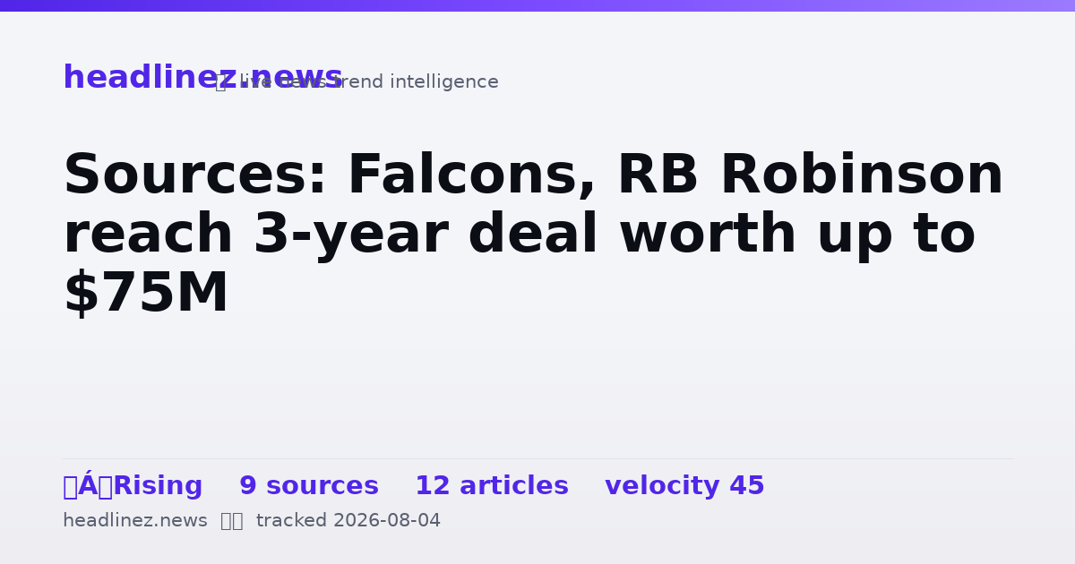 Visual summary for Sources: Falcons, RB Robinson reach 3-year deal worth up to $75M