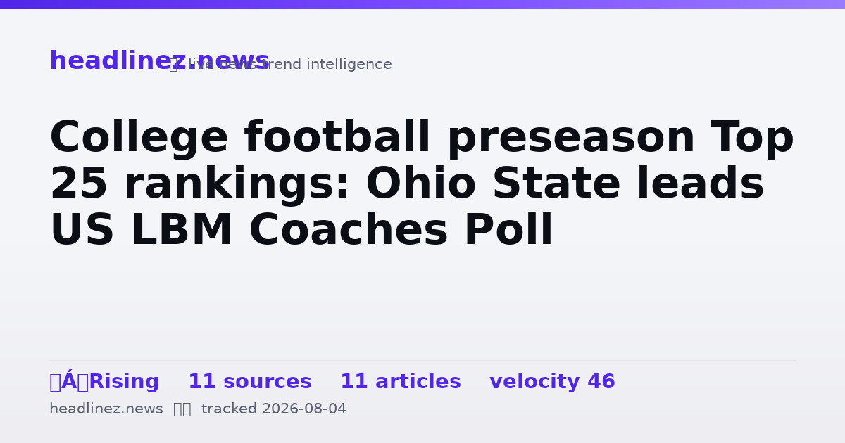 Visual summary for College football preseason Top 25 rankings: Ohio State leads US LBM Coaches Poll
