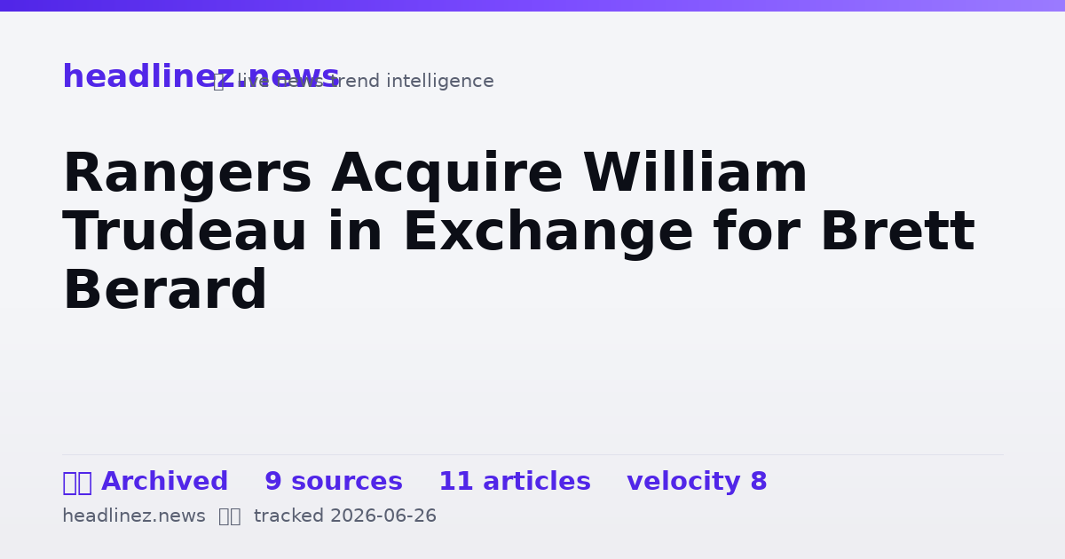 Visual summary for Rangers Acquire William Trudeau in Exchange for Brett Berard