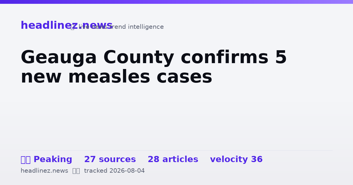Visual summary for Geauga County confirms 5 new measles cases