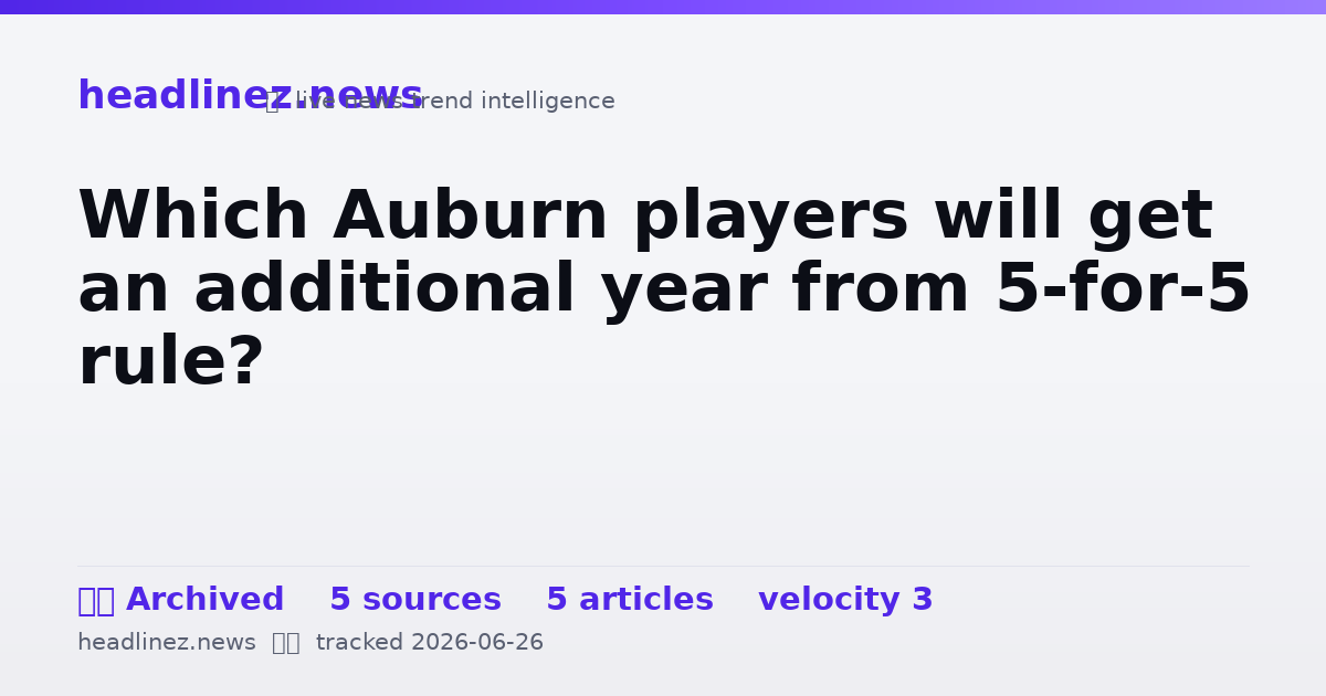 Visual summary for Which Auburn players will get an additional year from 5-for-5 rule?