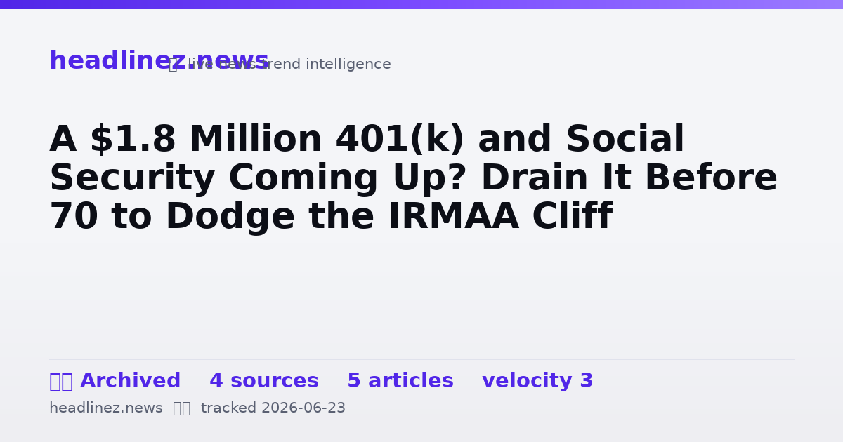 Visual summary for A $1.8 Million 401(k) and Social Security Coming Up? Drain It Before 70 to Dodge the IRMAA Cliff