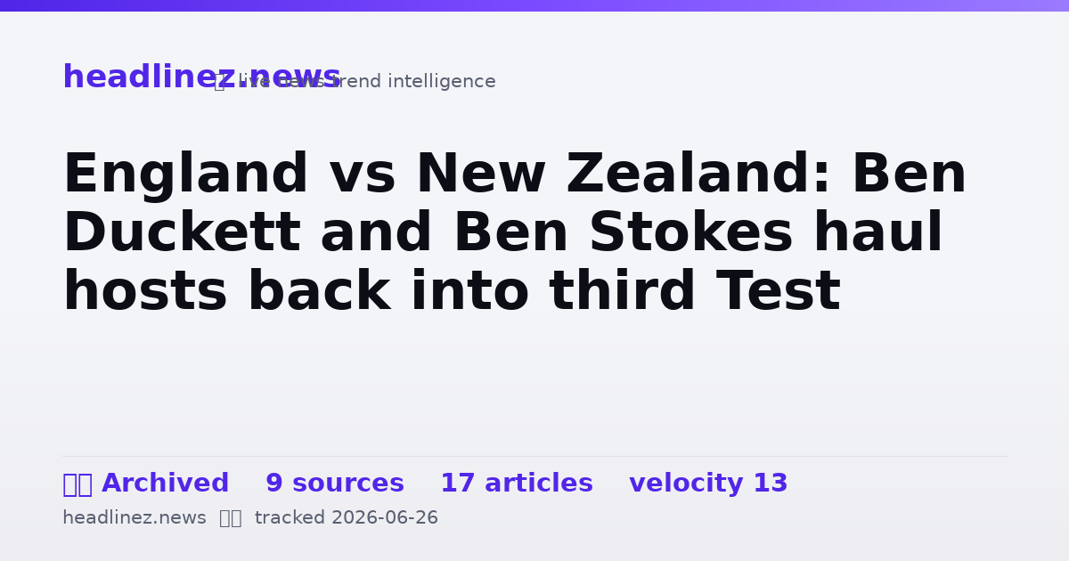 Visual summary for England vs New Zealand: Ben Duckett and Ben Stokes haul hosts back into third Test