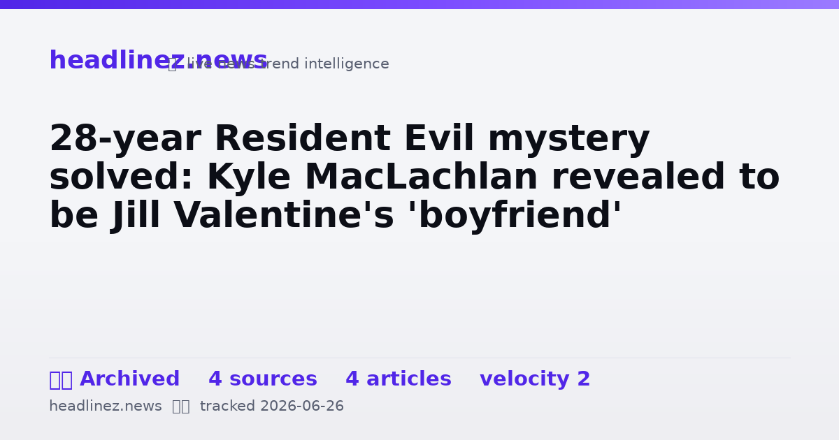 Visual summary for 28-year Resident Evil mystery solved: Kyle MacLachlan revealed to be Jill Valentine's 'boyfriend'