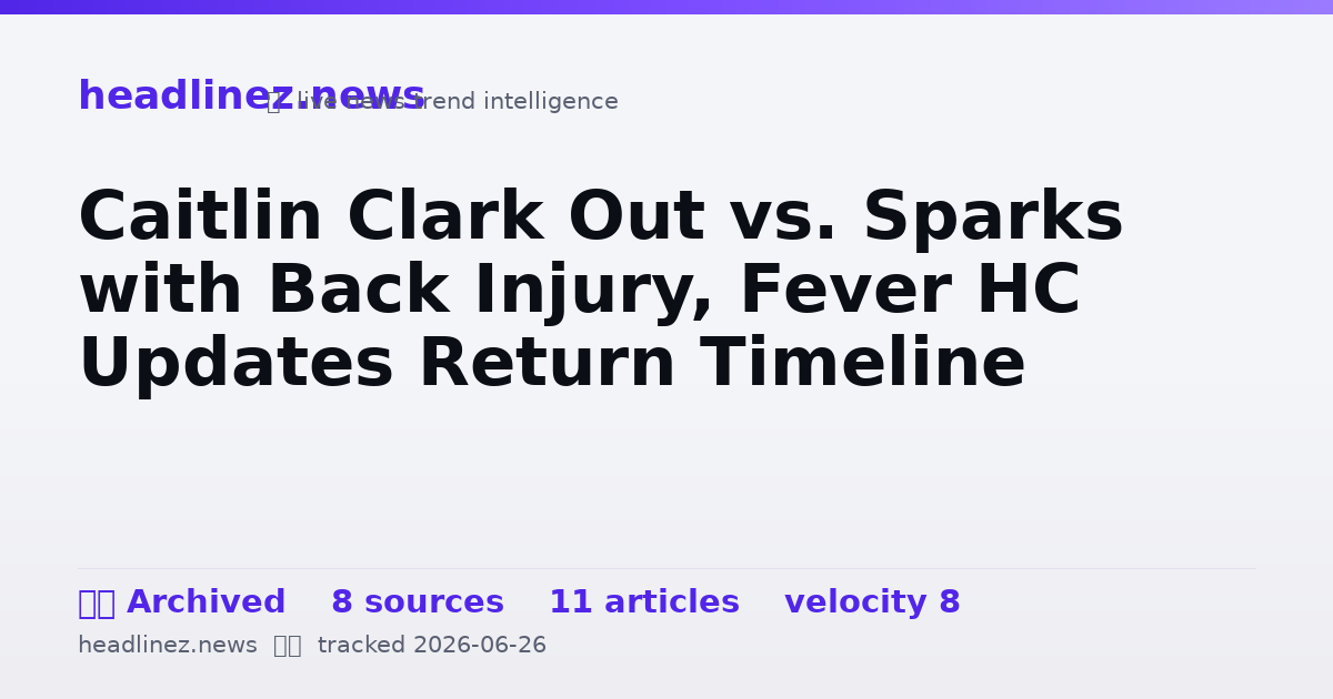 Visual summary for Caitlin Clark Out vs. Sparks with Back Injury, Fever HC Updates Return Timeline