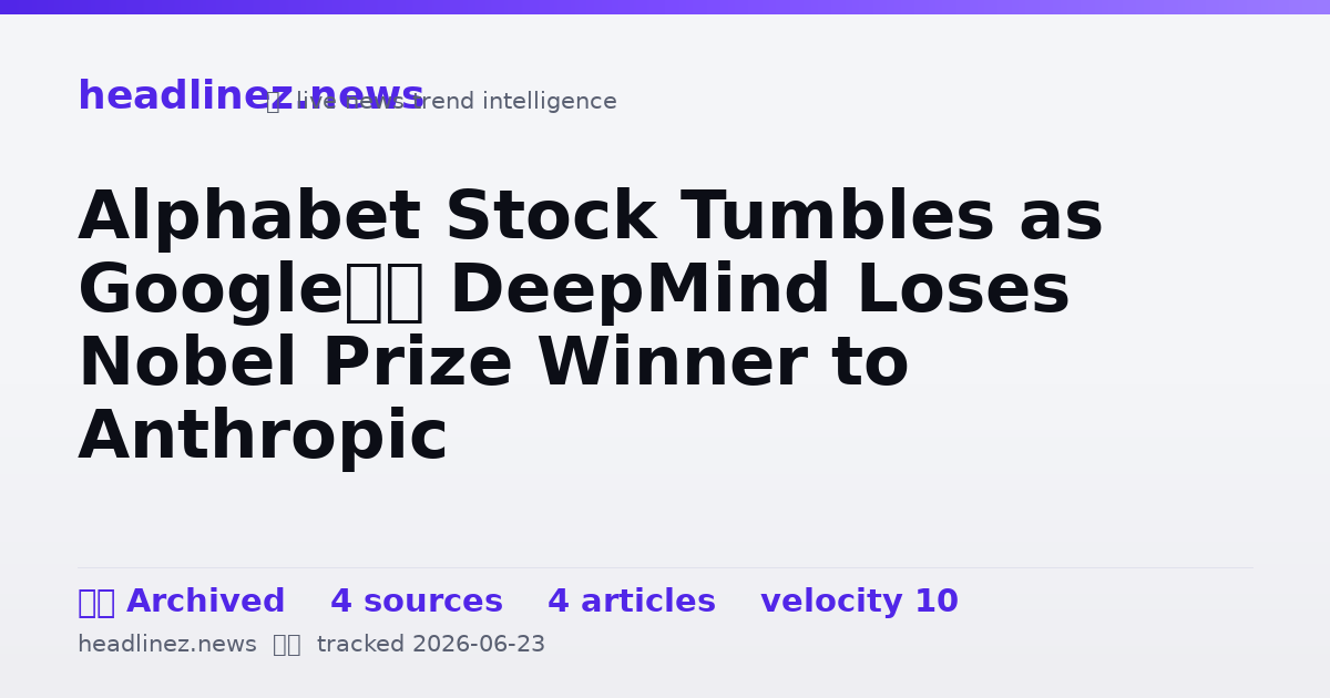 Visual summary for Alphabet Stock Tumbles as Google’s DeepMind Loses Nobel Prize Winner to Anthropic