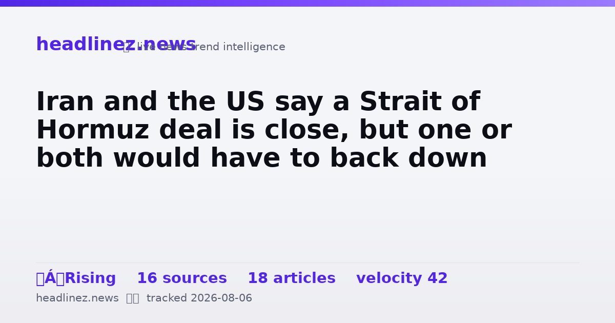 Visual summary for Iran and the US say a Strait of Hormuz deal is close, but one or both would have to back down