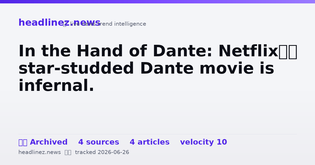 Visual summary for In the Hand of Dante: Netflix’s star-studded Dante movie is infernal.
