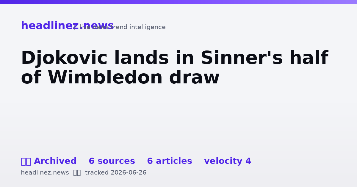 Visual summary for Djokovic lands in Sinner's half of Wimbledon draw