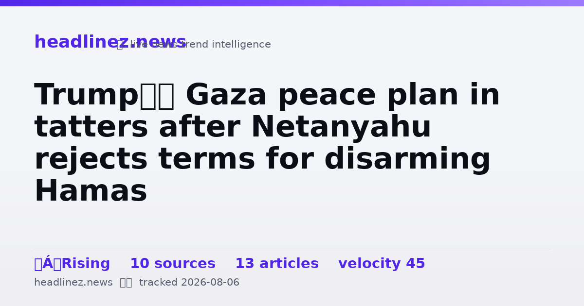 Visual summary for Trump’s Gaza peace plan in tatters after Netanyahu rejects terms for disarming Hamas