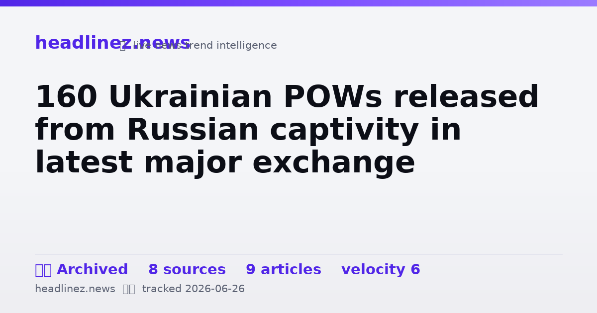 Visual summary for 160 Ukrainian POWs released from Russian captivity in latest major exchange