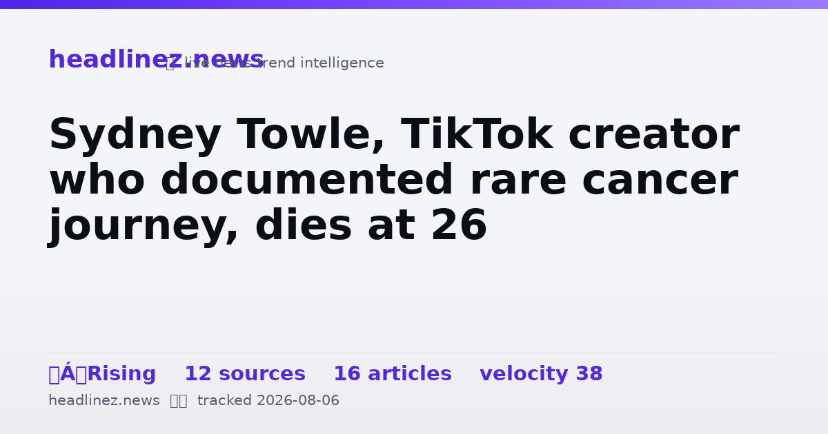 Visual summary for Sydney Towle, TikTok creator who documented rare cancer journey, dies at 26
