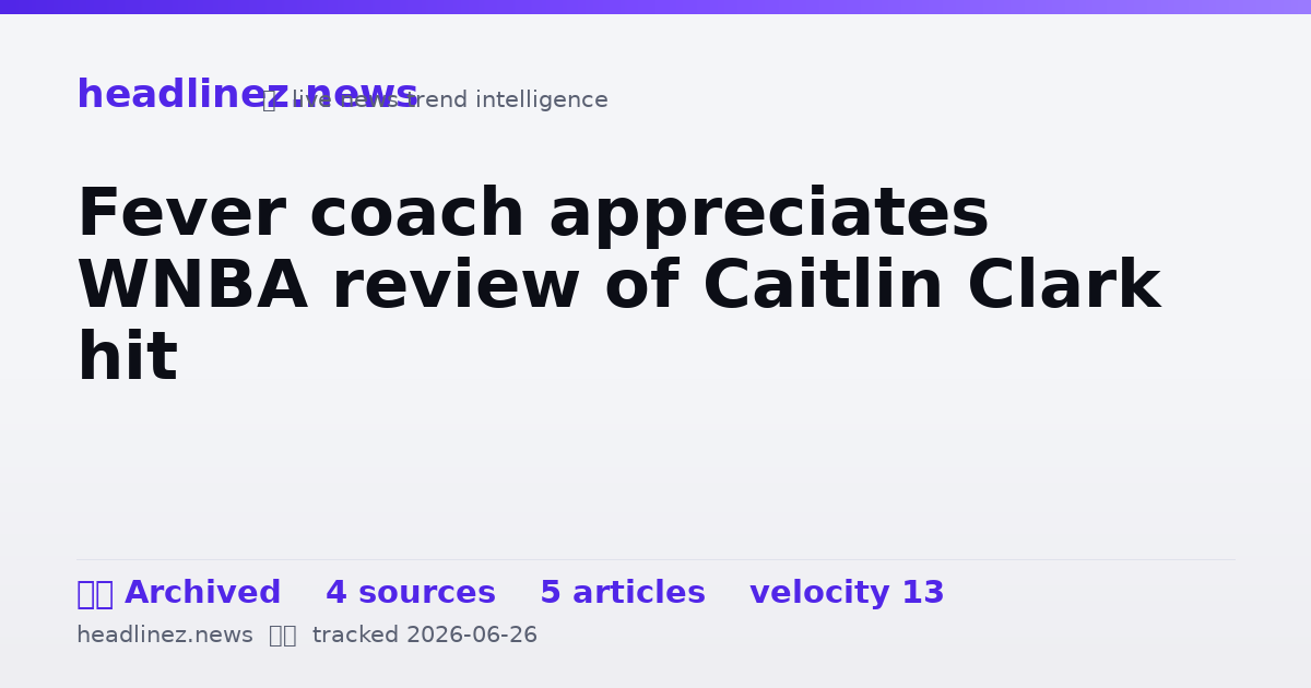 Visual summary for Fever coach appreciates WNBA review of Caitlin Clark hit
