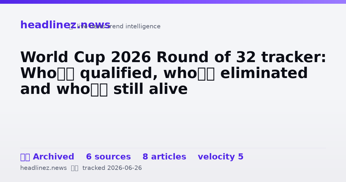 Visual summary for World Cup 2026 Round of 32 tracker: Who’s qualified, who’s eliminated and who’s still alive