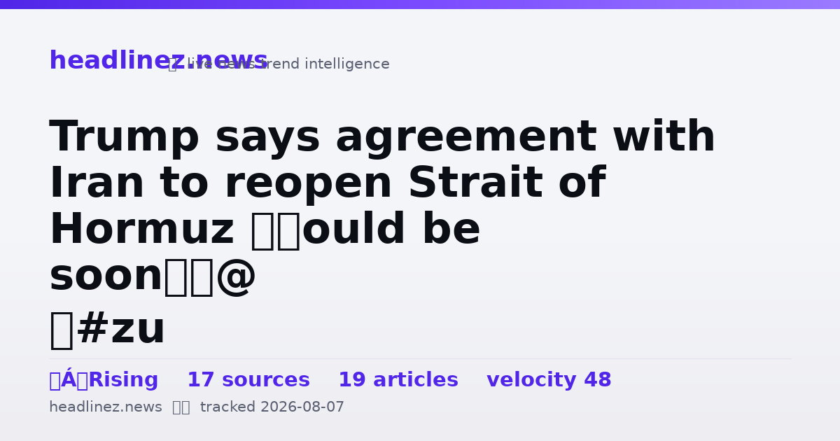 Visual summary for Trump says agreement with Iran to reopen Strait of Hormuz ‘could be soon’