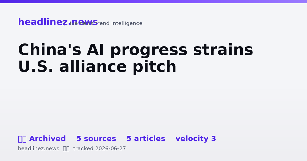 Visual summary for China's AI progress strains U.S. alliance pitch