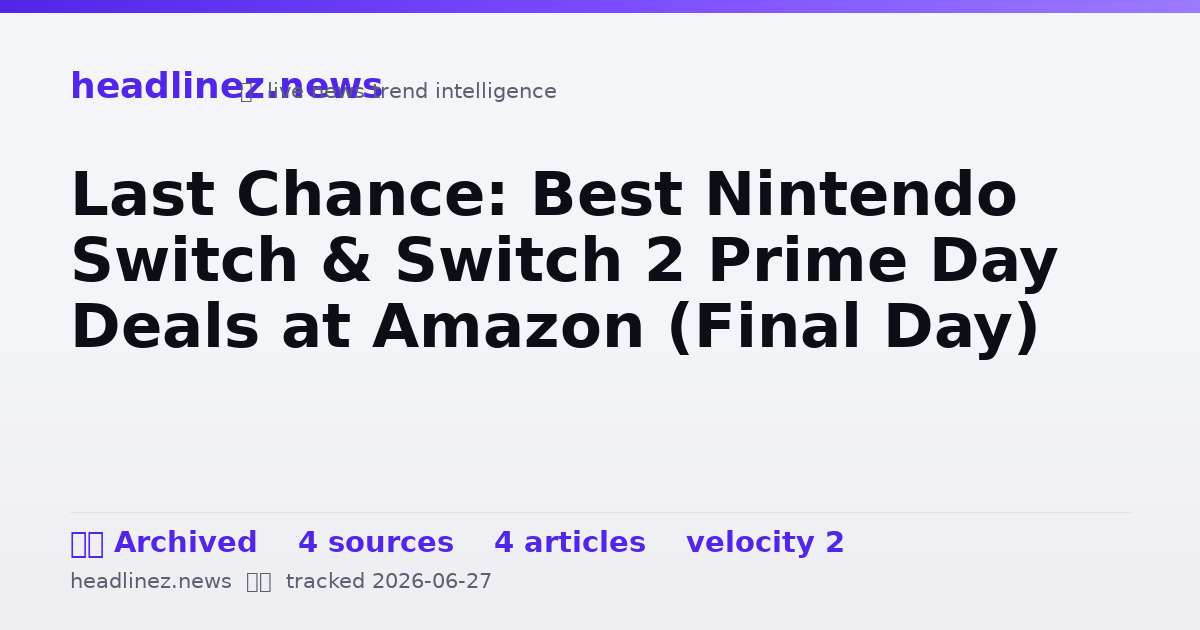 Visual summary for Last Chance: Best Nintendo Switch & Switch 2 Prime Day Deals at Amazon (Final Day)