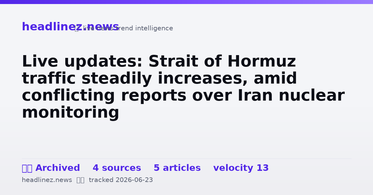 Visual summary for Live updates: Strait of Hormuz traffic steadily increases, amid conflicting reports over Iran nuclear monitoring