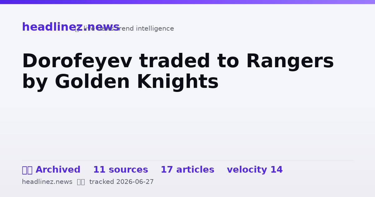 Visual summary for Dorofeyev traded to Rangers by Golden Knights