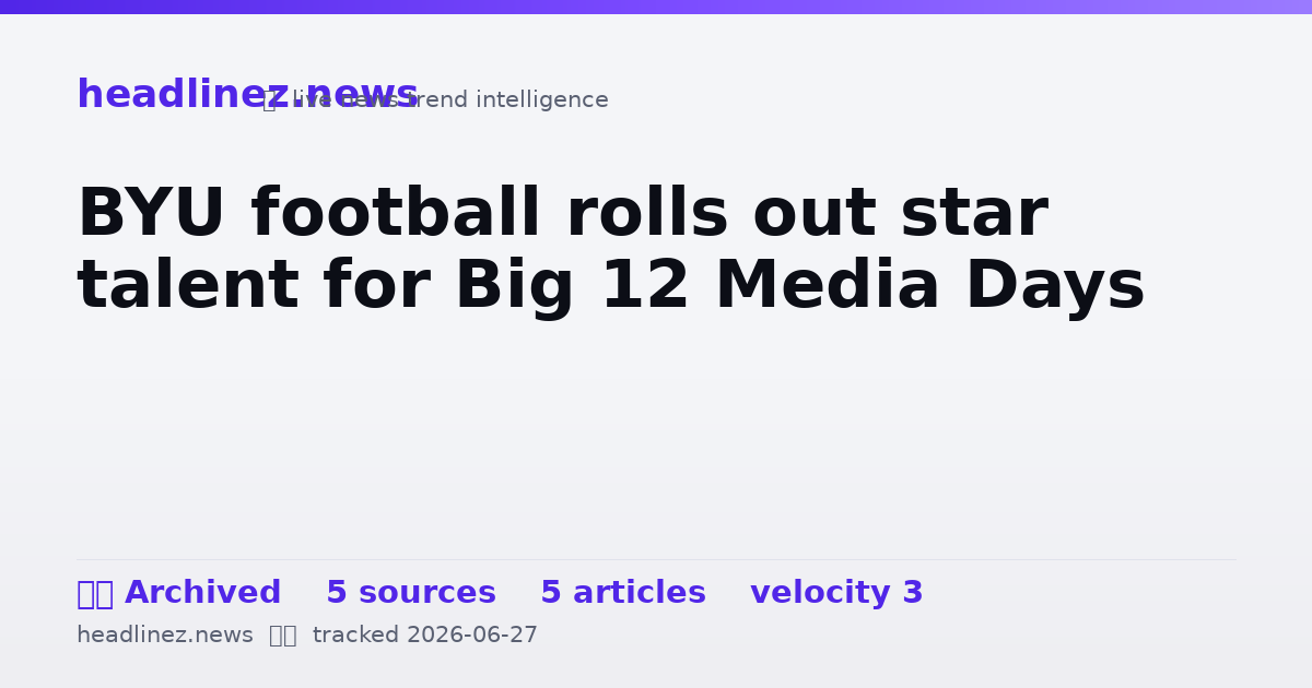 Visual summary for BYU football rolls out star talent for Big 12 Media Days