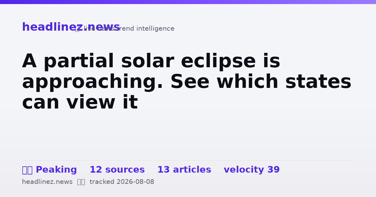 Visual summary for A partial solar eclipse is approaching. See which states can view it