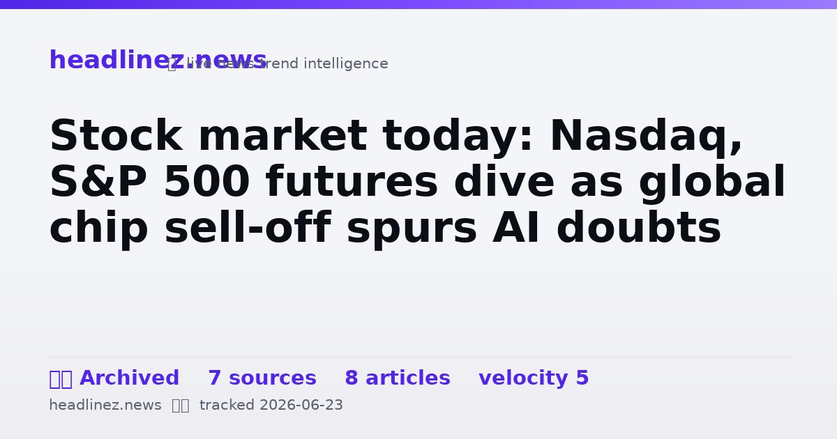 Visual summary for Stock market today: Nasdaq, S&P 500 futures dive as global chip sell-off spurs AI doubts