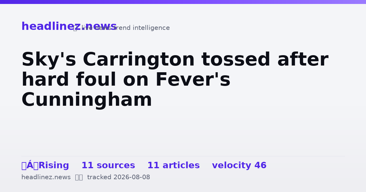 Visual summary for Sky's Carrington tossed after hard foul on Fever's Cunningham