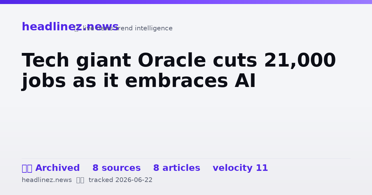 Visual summary for Tech giant Oracle cuts 21,000 jobs as it embraces AI