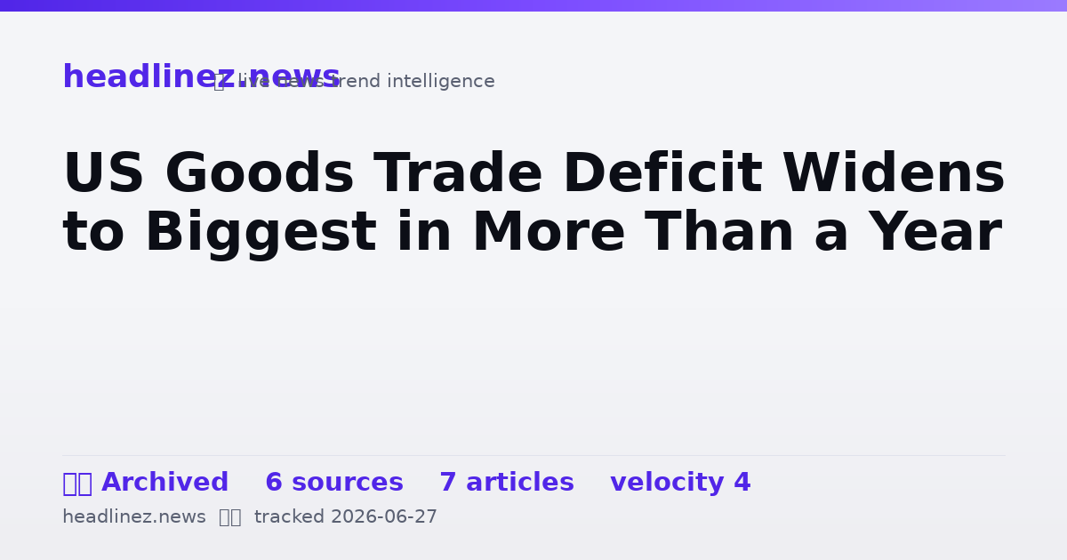 Visual summary for US Goods Trade Deficit Widens to Biggest in More Than a Year