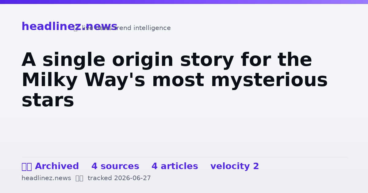 Visual summary for A single origin story for the Milky Way's most mysterious stars