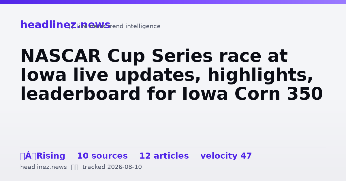 Visual summary for NASCAR Cup Series race at Iowa live updates, highlights, leaderboard for Iowa Corn 350