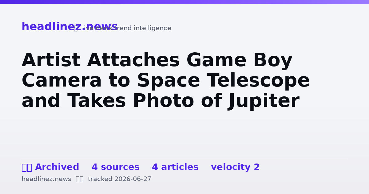Visual summary for Artist Attaches Game Boy Camera to Space Telescope and Takes Photo of Jupiter